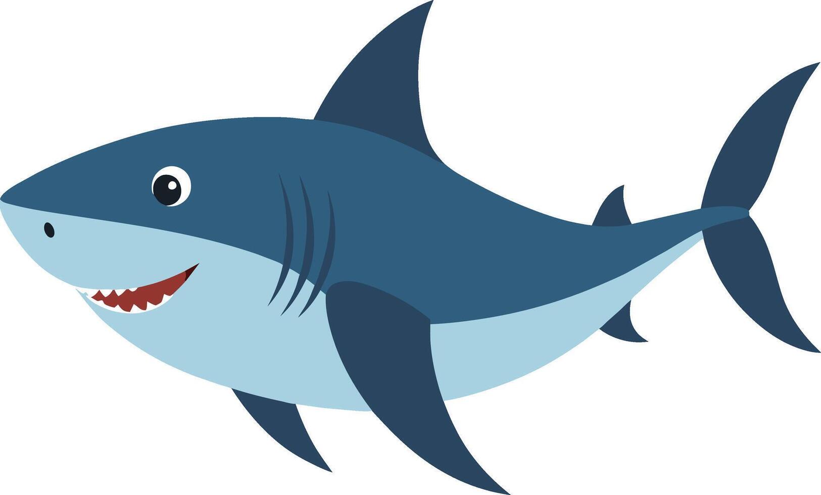 Vector hand drawn shark cartoon style illustration