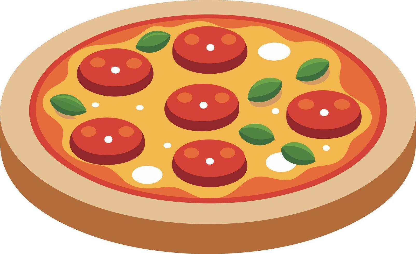 Illustration of a pizza with tomato sauce and mozzarella cheese vector
