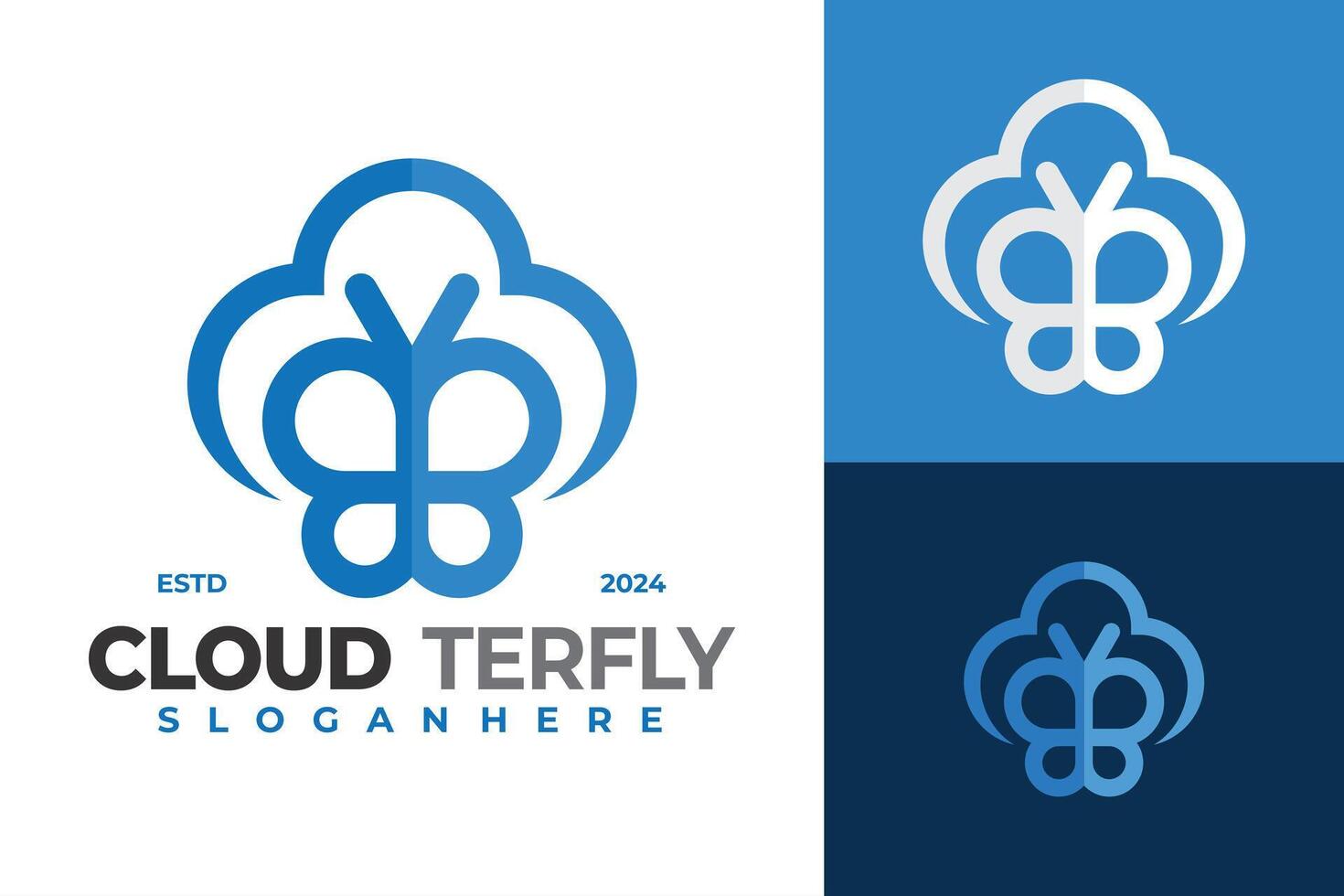 Cloud Butterfly Logo design vector symbol icon illustration