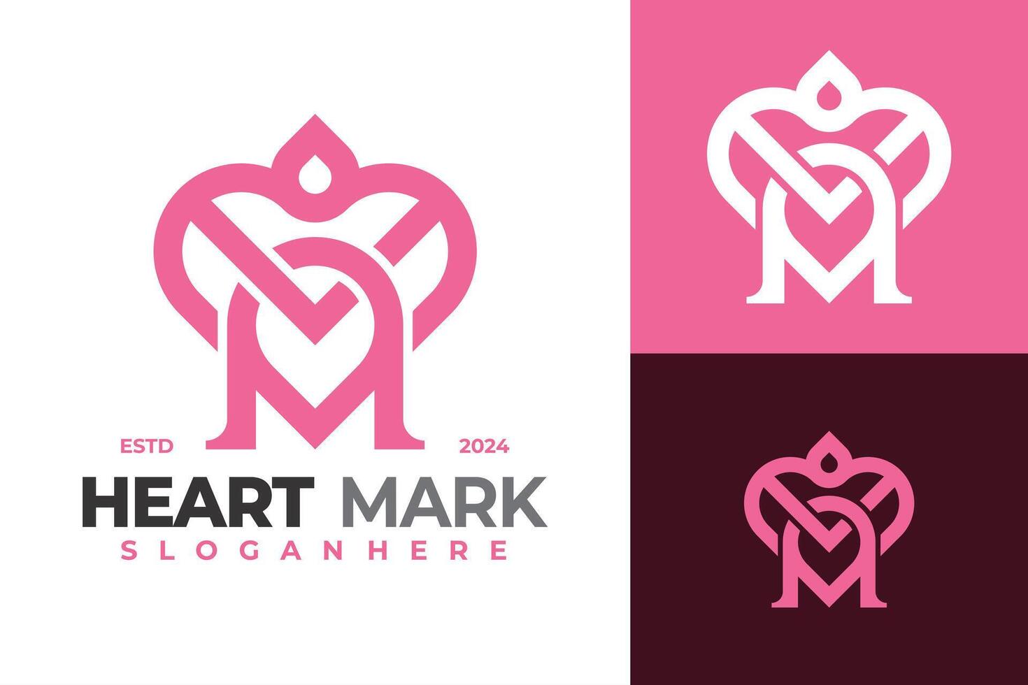 Letter M Heart Mark Logo design vector symbol icon illustration