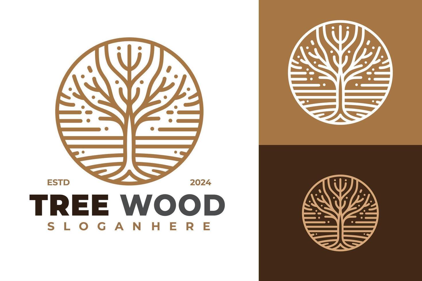 árbol madera minimalista logo diseño vector símbolo icono ilustración