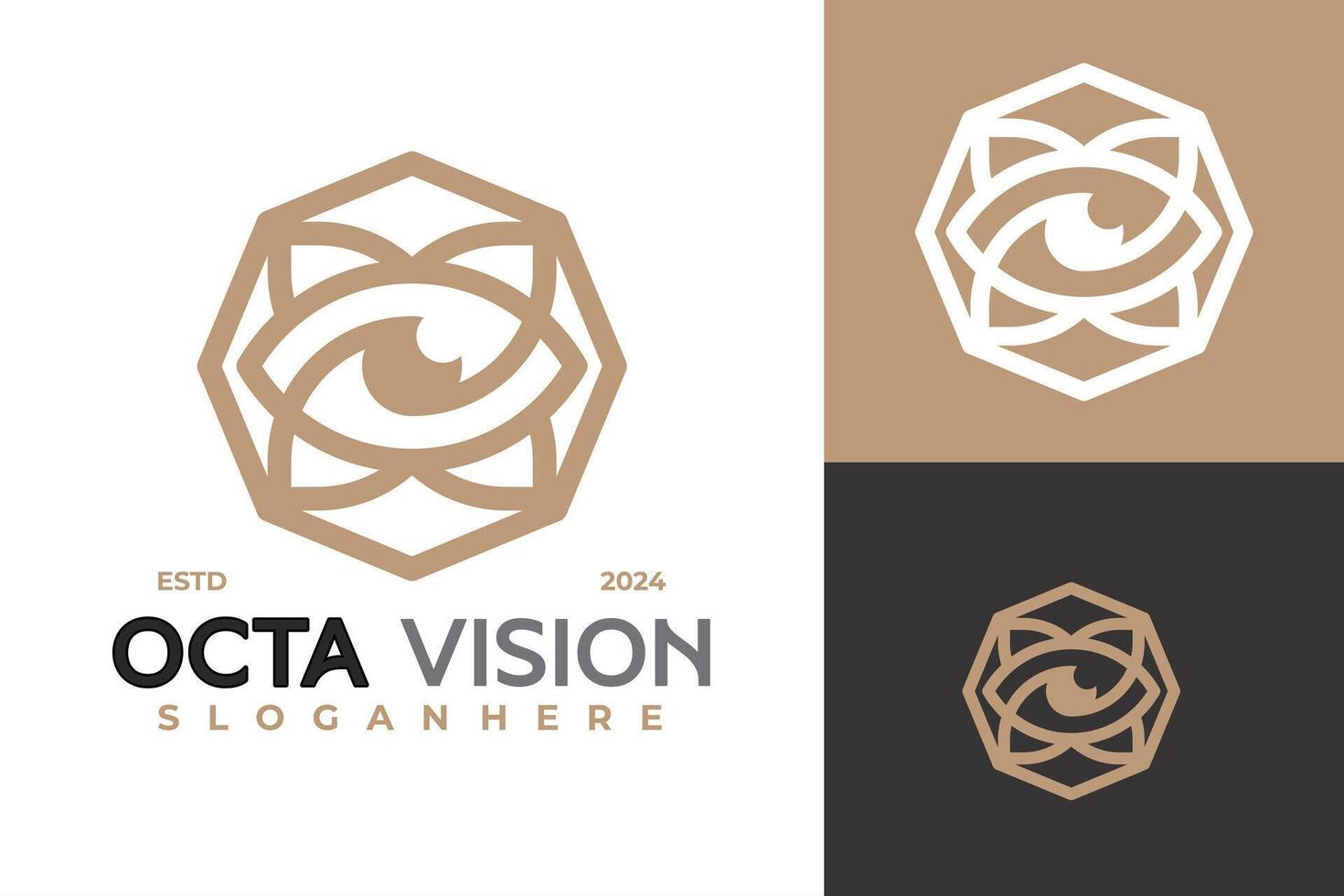 Octagon Eye Vision Logo design vector symbol icon illustration