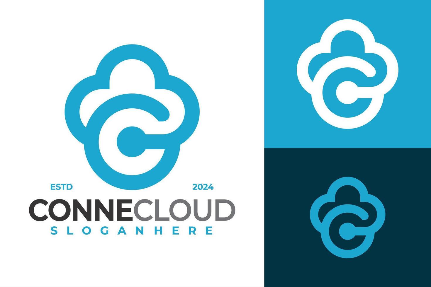 Connect Cloud Logo design vector symbol icon illustration