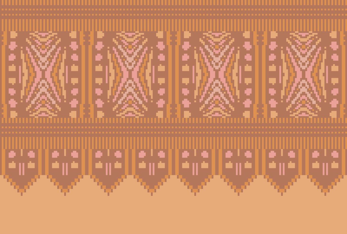 cross stitch Embroidery ethnic pattern, Vector Geometric ornate background, Cross stitch retro zigzag style, Blue and yellow pattern knitting continuous, Design for textile, fabric, digital print