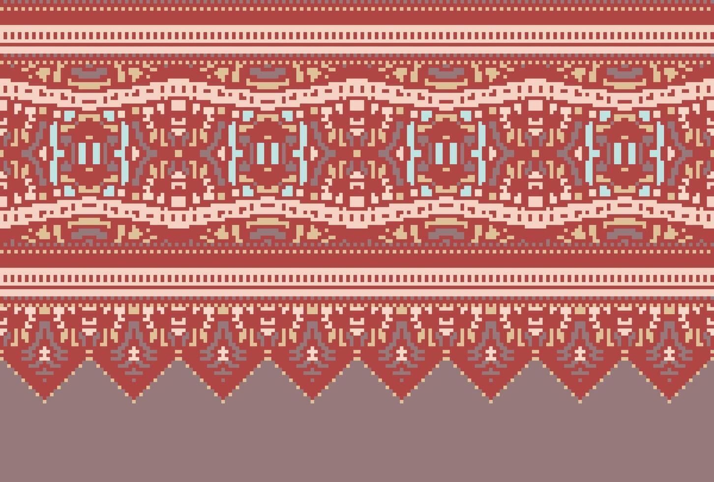 cross stitch traditional ethnic pattern paisley flower Ikat background abstract Aztec African Indonesian Indian seamless pattern for fabric print cloth dress carpet curtains and sarong vector