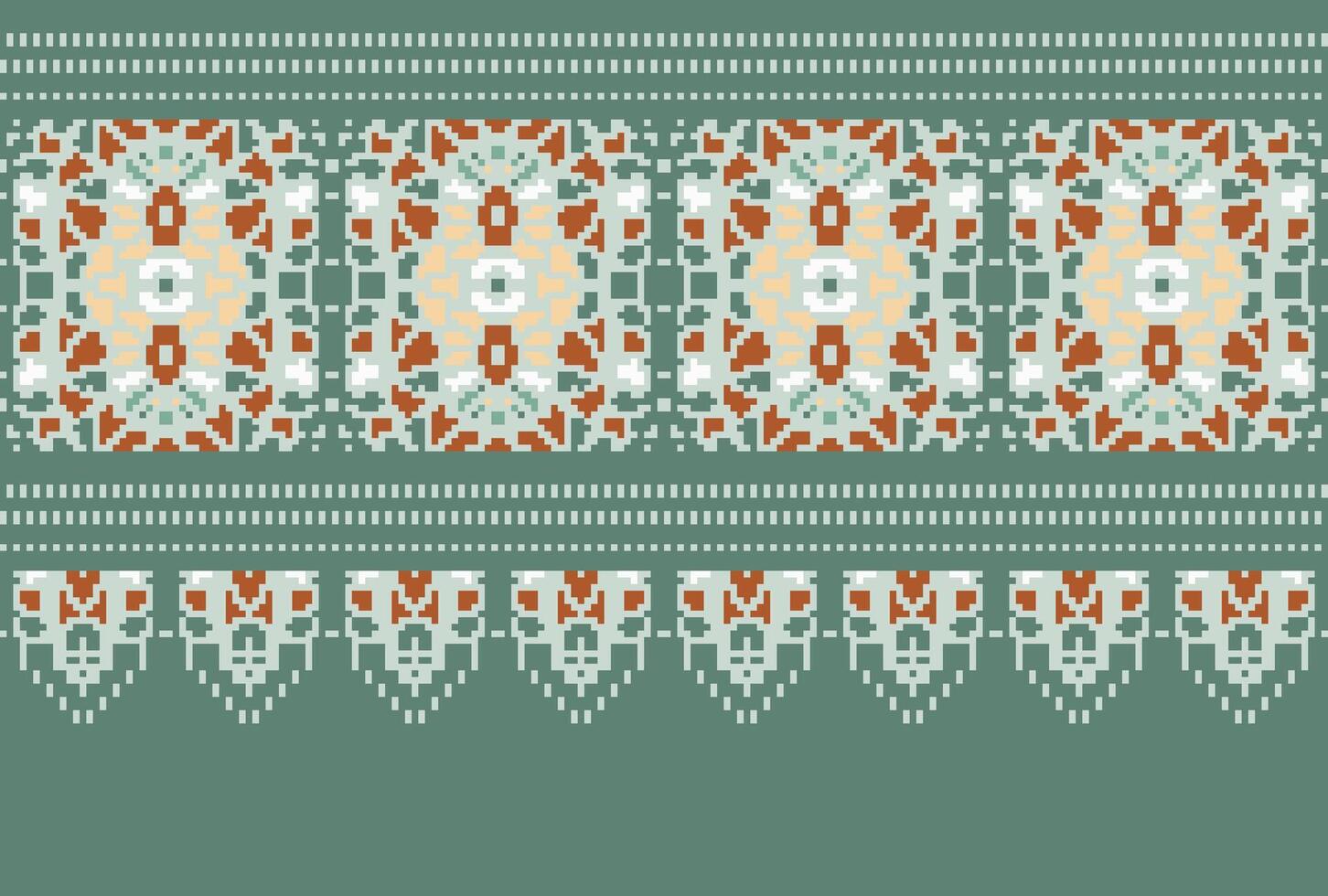 cross stitch Embroidery ethnic pattern, Vector Geometric ornate background, Cross stitch retro zigzag style, Blue and yellow pattern knitting continuous, Design for textile, fabric, digital print