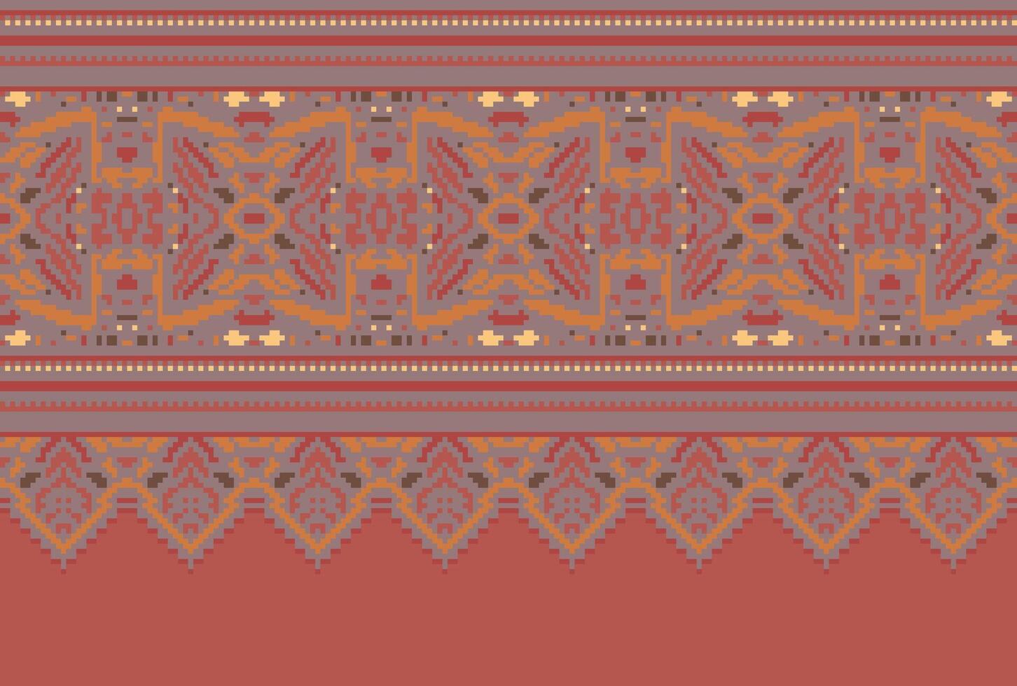 cross stitch Embroidery ethnic pattern, Vector Geometric ornate background, Cross stitch retro zigzag style, Blue and yellow pattern knitting continuous, Design for textile, fabric, digital print