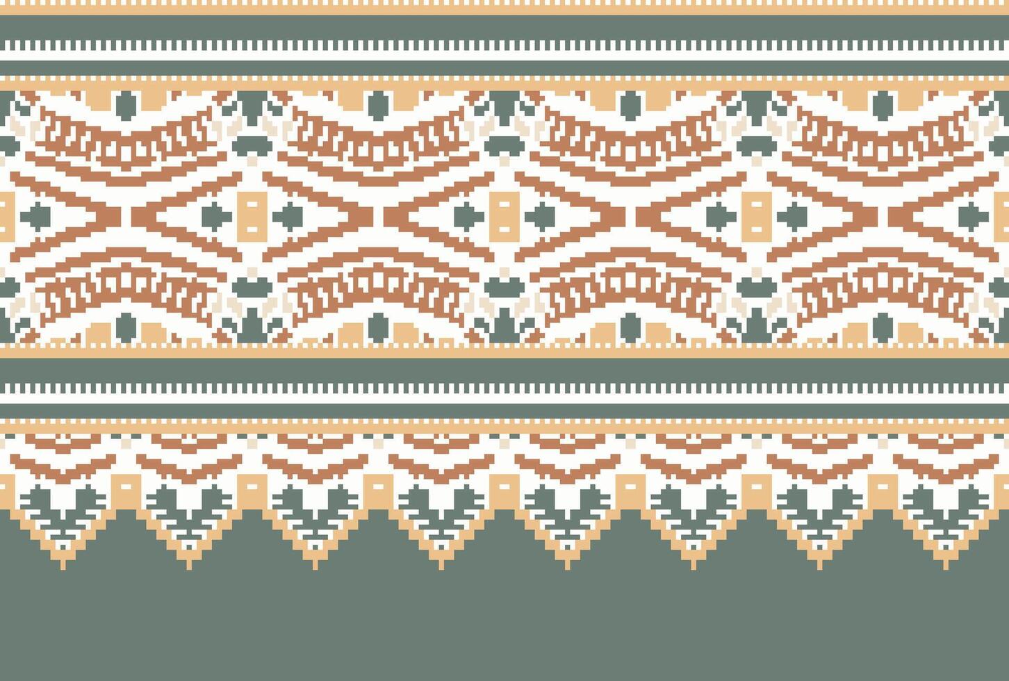cross stitch Embroidery ethnic pattern, Vector Geometric ornate background, Cross stitch retro zigzag style, Blue and yellow pattern knitting continuous, Design for textile, fabric, digital print