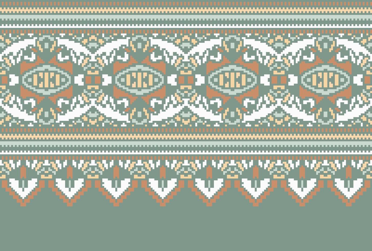 cross stitch Embroidery ethnic pattern, Vector Geometric ornate background, Cross stitch retro zigzag style, Blue and yellow pattern knitting continuous, Design for textile, fabric, digital print