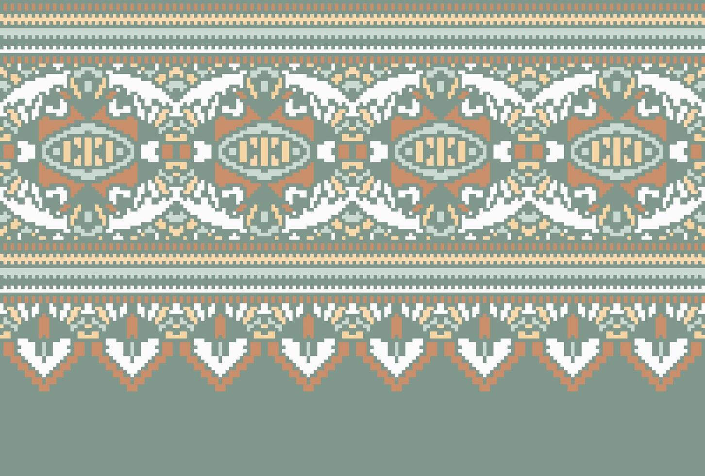 cross stitch Embroidery ethnic pattern, Vector Geometric ornate background, Cross stitch retro zigzag style, Blue and yellow pattern knitting continuous, Design for textile, fabric, digital print