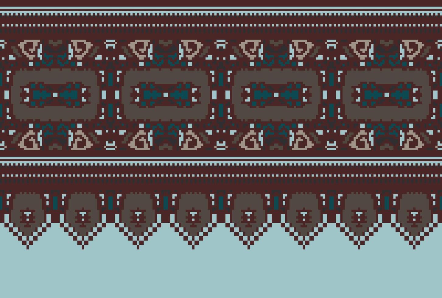 cross stitch traditional ethnic pattern paisley flower Ikat background abstract Aztec African Indonesian Indian seamless pattern for fabric print cloth dress carpet curtains and sarong vector