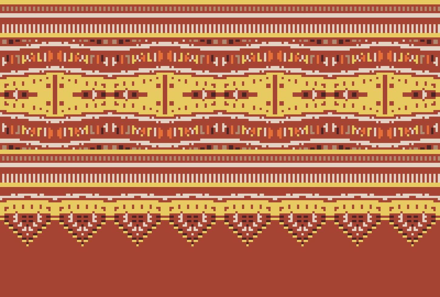 cross stitch Embroidery ethnic pattern, Vector Geometric ornate background, Cross stitch retro zigzag style, Blue and yellow pattern knitting continuous, Design for textile, fabric, digital print