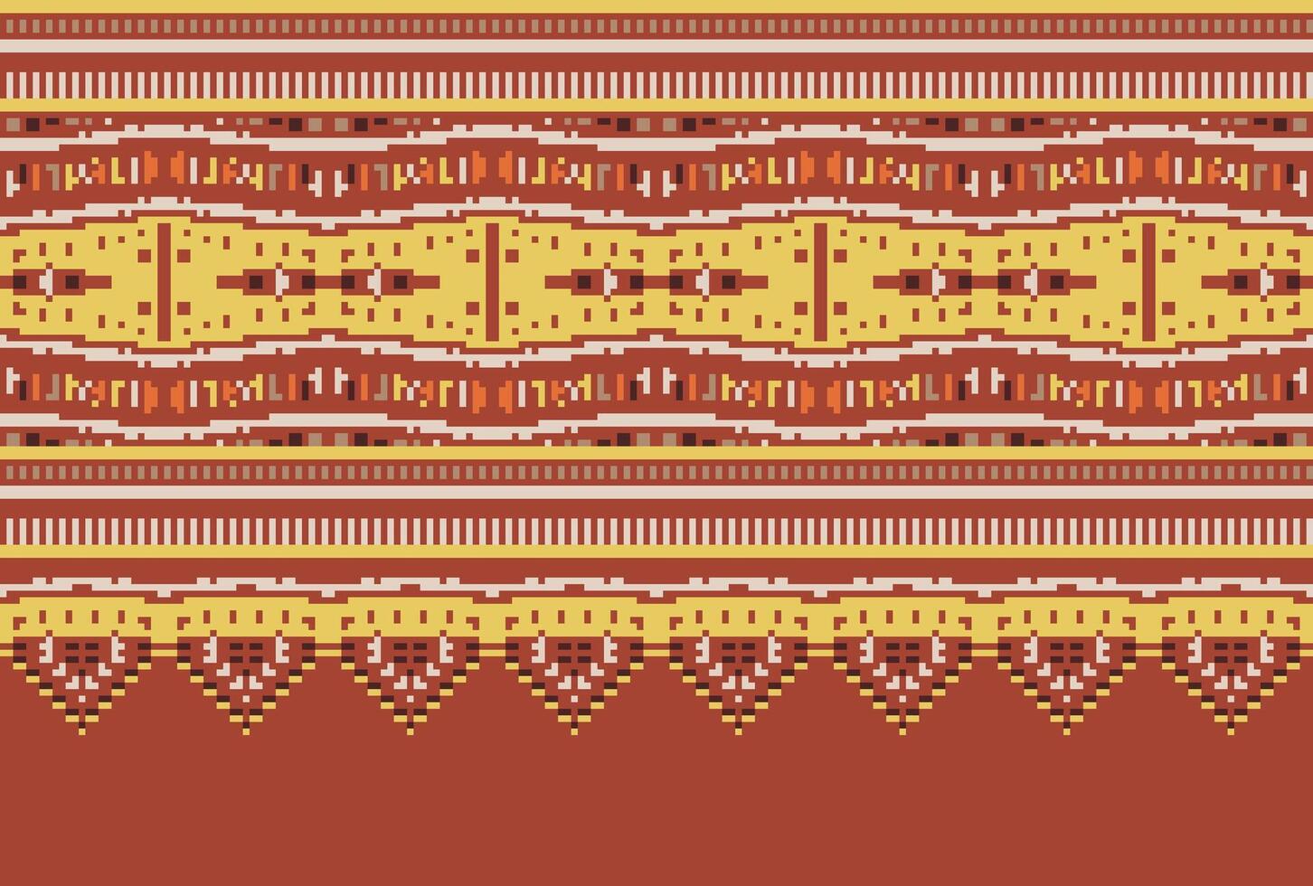 cross stitch Embroidery ethnic pattern, Vector Geometric ornate background, Cross stitch retro zigzag style, Blue and yellow pattern knitting continuous, Design for textile, fabric, digital print