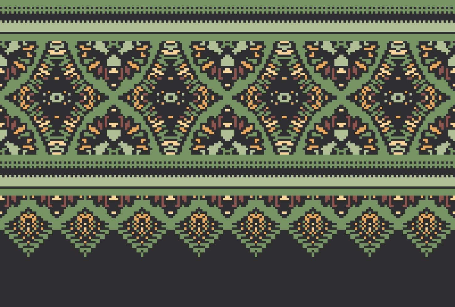 cross stitch Embroidery ethnic pattern, Vector Geometric ornate background, Cross stitch retro zigzag style, Blue and yellow pattern knitting continuous, Design for textile, fabric, digital print
