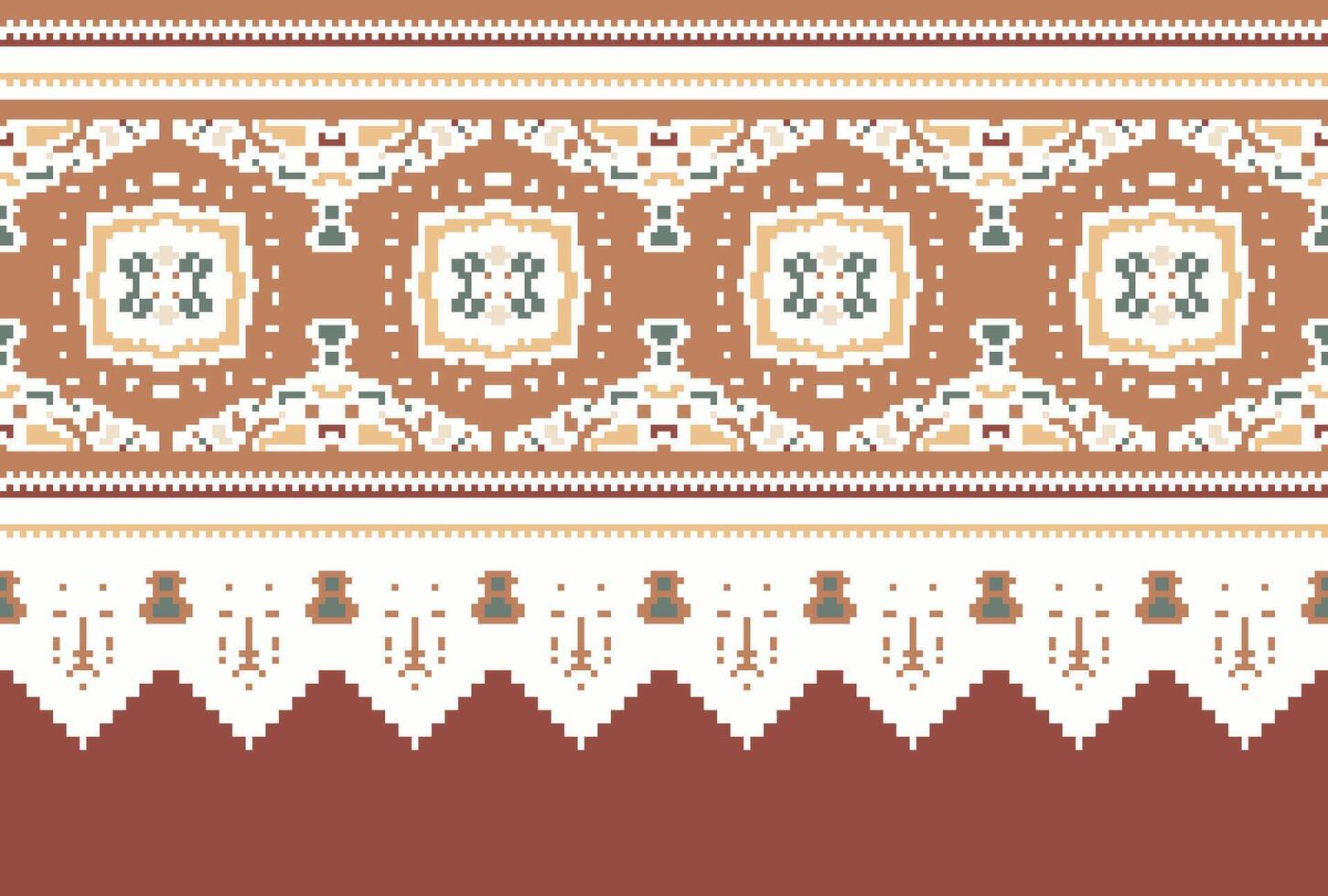 cross stitch traditional ethnic pattern paisley flower Ikat background abstract Aztec African Indonesian Indian seamless pattern for fabric print cloth dress carpet curtains and sarong vector