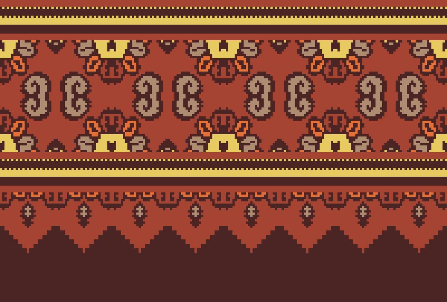 cross stitch Embroidery ethnic pattern, Vector Geometric ornate background, Cross stitch retro zigzag style, Blue and yellow pattern knitting continuous, Design for textile, fabric, digital print