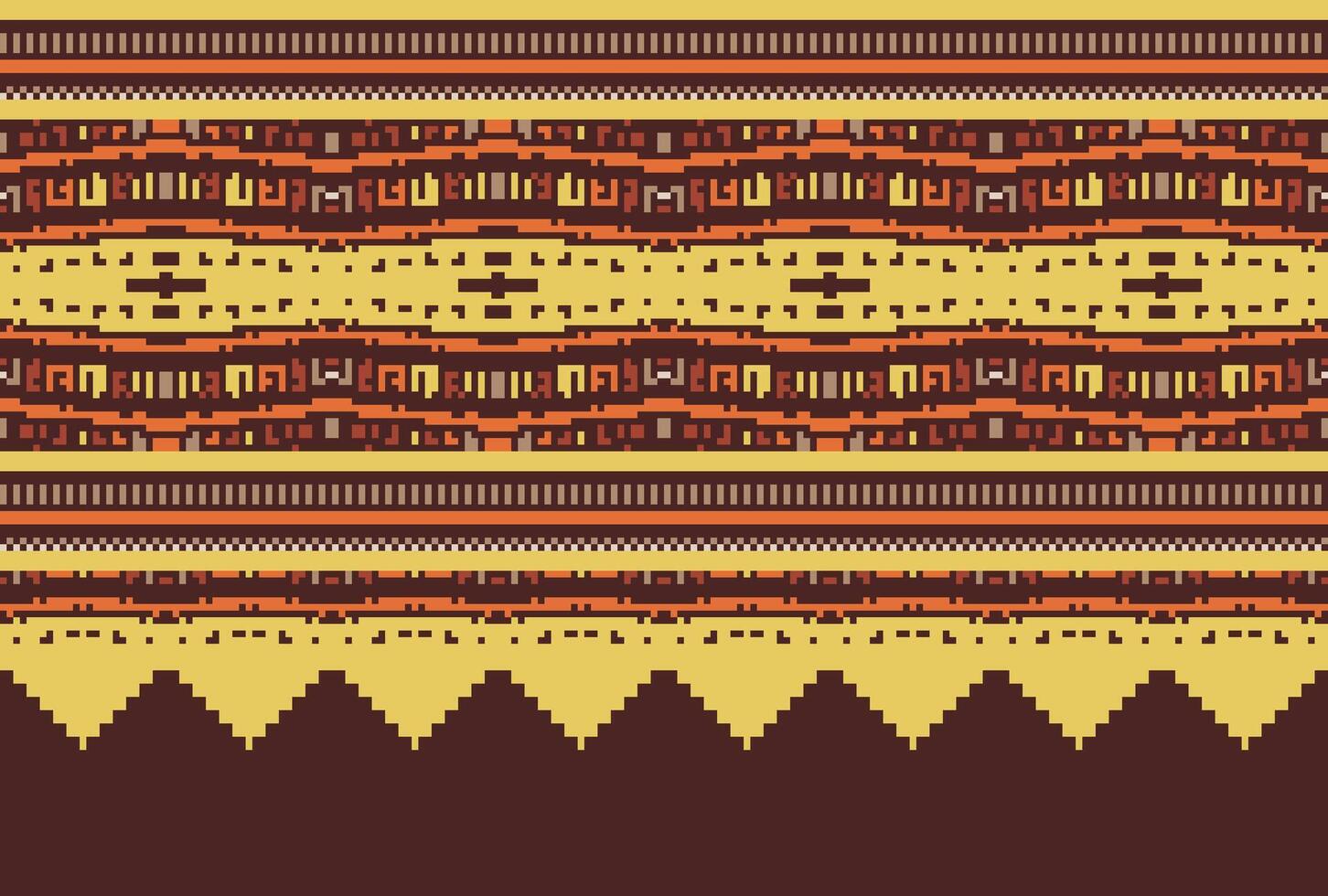cross stitch Embroidery ethnic pattern, Vector Geometric ornate background, Cross stitch retro zigzag style, Blue and yellow pattern knitting continuous, Design for textile, fabric, digital print