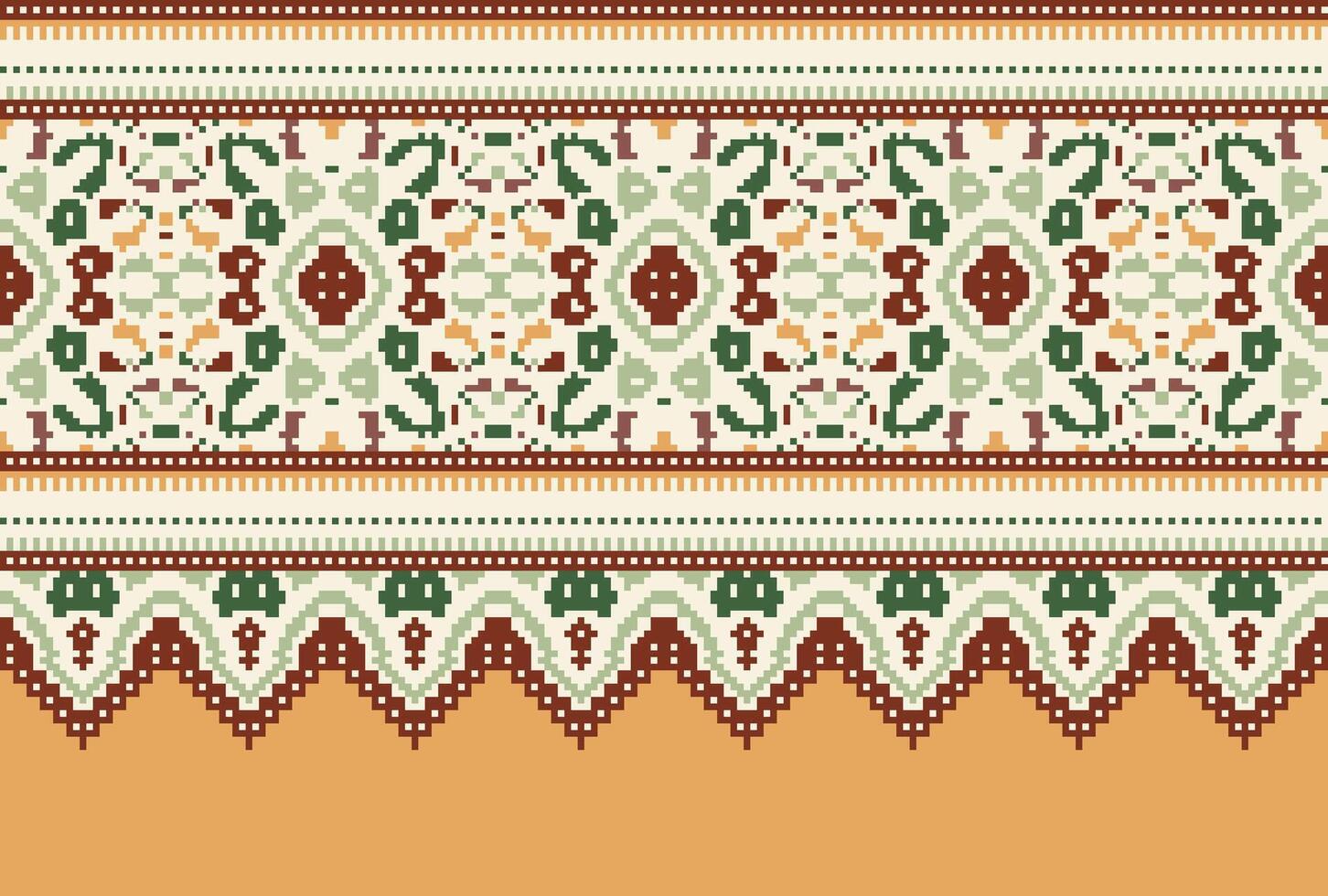 cross stitch traditional ethnic pattern paisley flower Ikat background abstract Aztec African Indonesian Indian seamless pattern for fabric print cloth dress carpet curtains and sarong vector