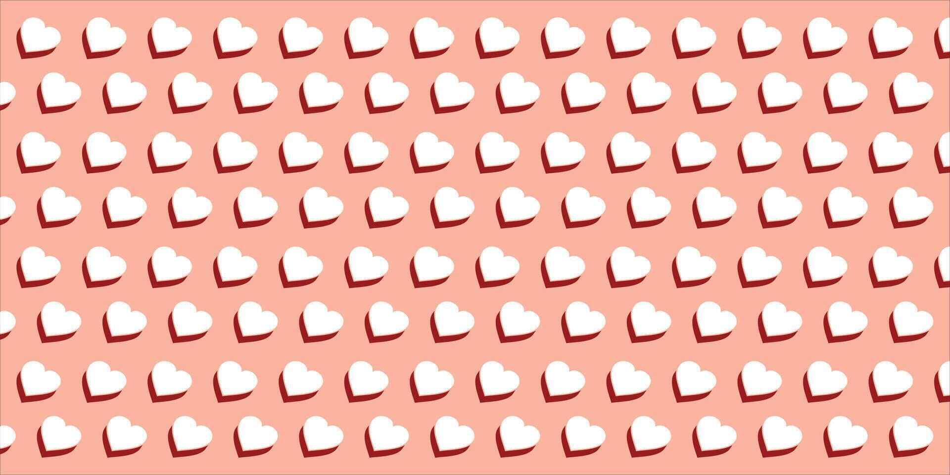 Cute love heart seamless pattern illustration. Cute romantic pink hearts background print. Valentine's day holiday, romantic wedding design. vector