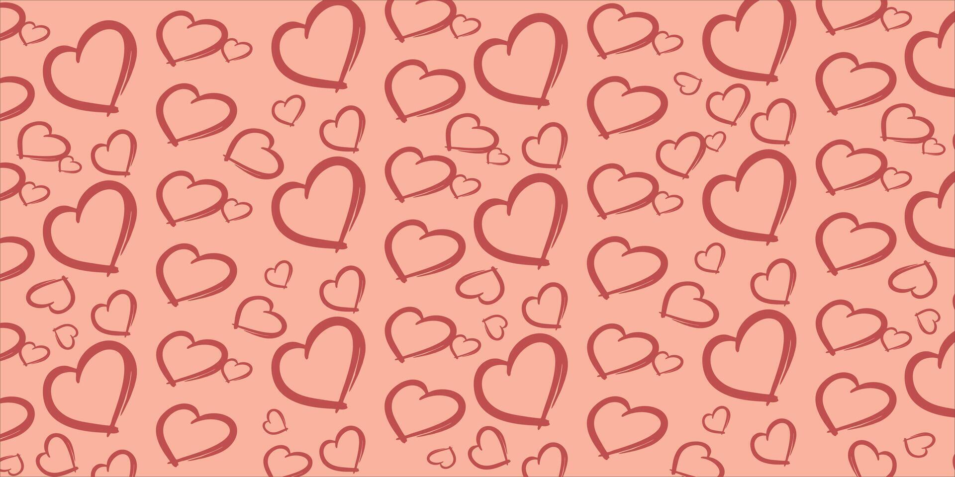 Cute love heart seamless pattern illustration. Cute romantic pink hearts background print. Valentine's day holiday, romantic wedding design. vector