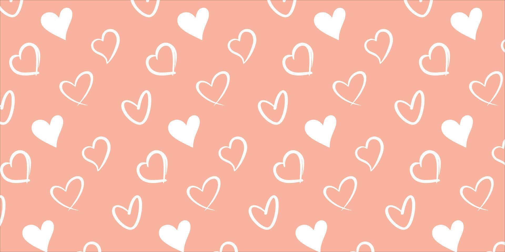 Cute love heart seamless pattern illustration. Cute romantic pink hearts background print. Valentine's day holiday, romantic wedding design. vector