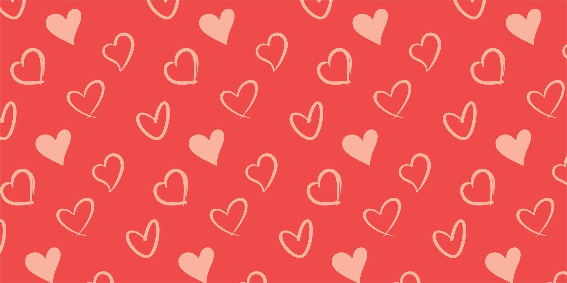 Cute love heart seamless pattern illustration. Cute romantic pink hearts background print. Valentine's day holiday, romantic wedding design. vector