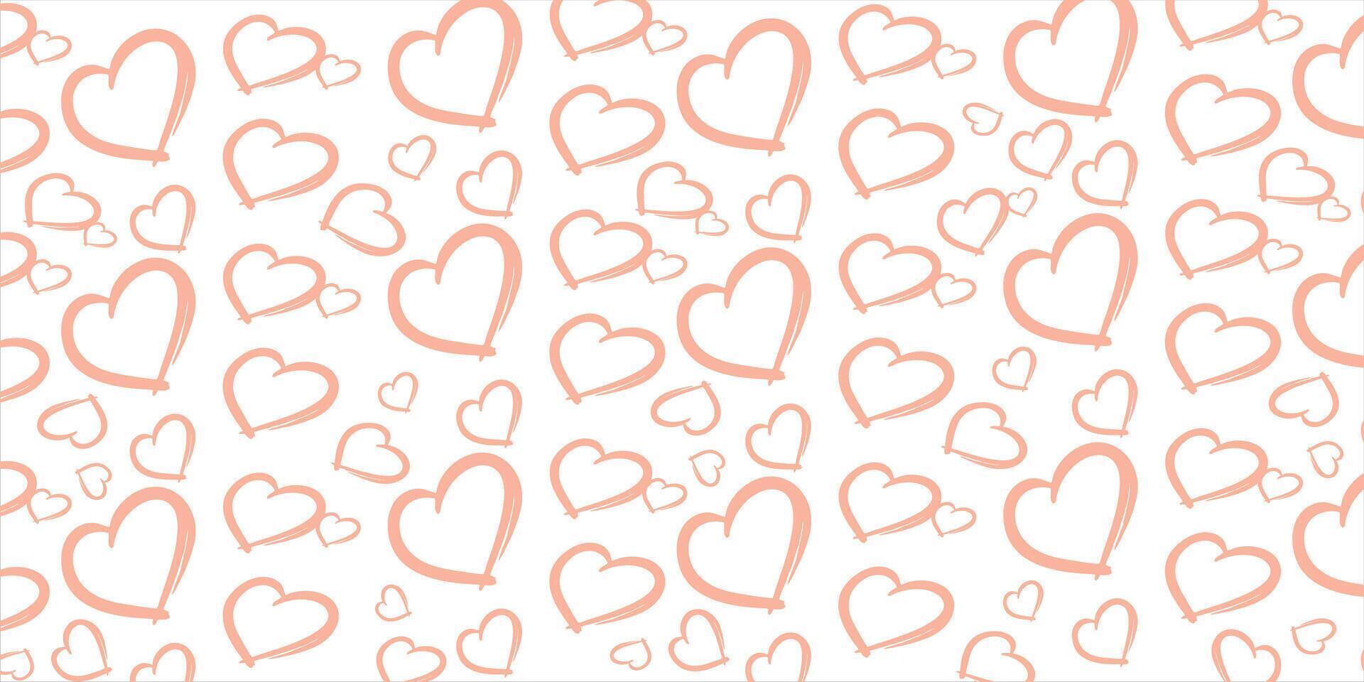Cute love heart seamless pattern illustration. Cute romantic pink hearts background print. Valentine's day holiday, romantic wedding design. vector