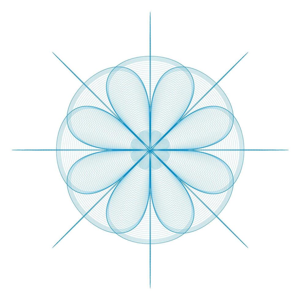 Vector guilloche round pattern rosette for banknotes and certificate Vector guilloche Design