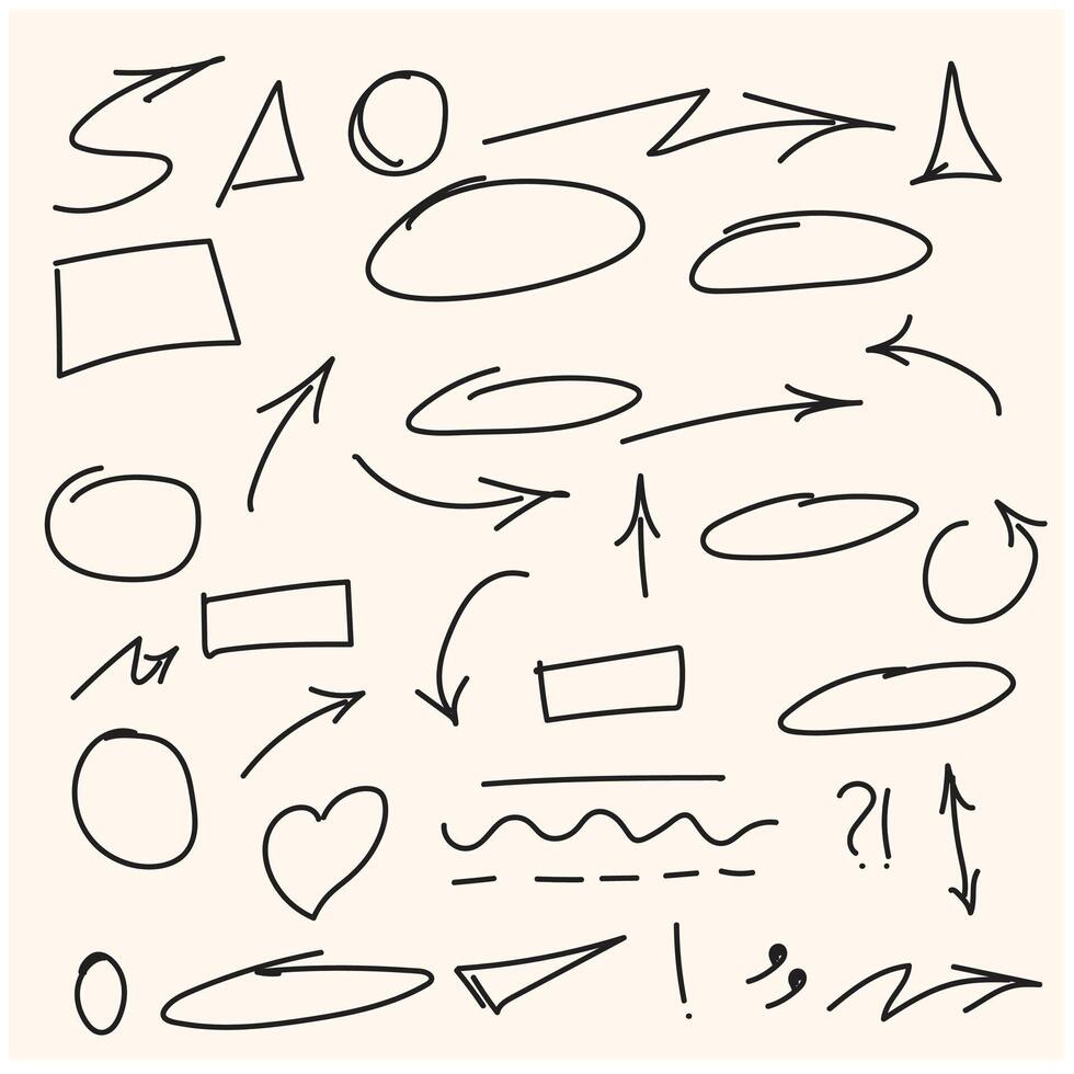 Doodle line cute element set with illustration style doodle and line art vector