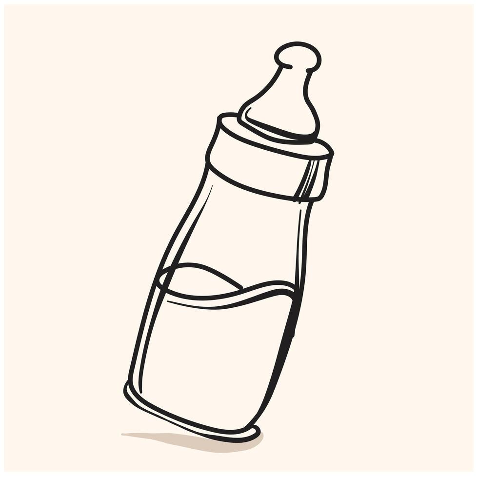bosquejo bebé botella con ilustración estilo garabatear y línea Arte vector