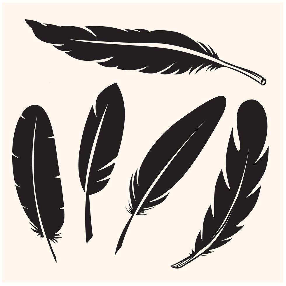 Goose feather with illustration style doodle and line art vector