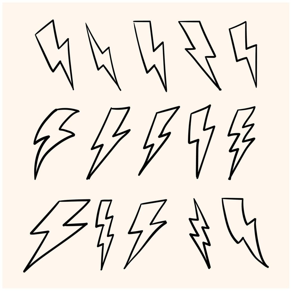 Doodle sketch style of electric lightning bolt illustration style doodle and line art vector