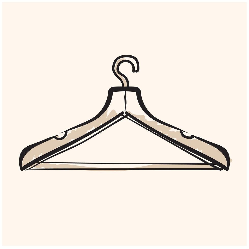Old plastic hanger for shirt, dress, coat with Illustration style doodle and line art vector