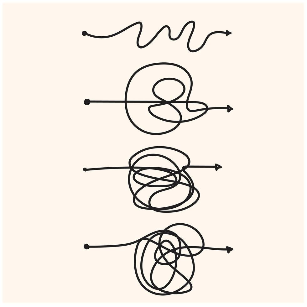 Sketch arrow clew chaos ball complicated with illustration style doodle and line art vector