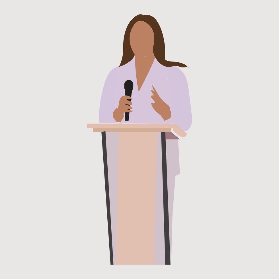 A businesswoman who succeeds delivers a speech vector