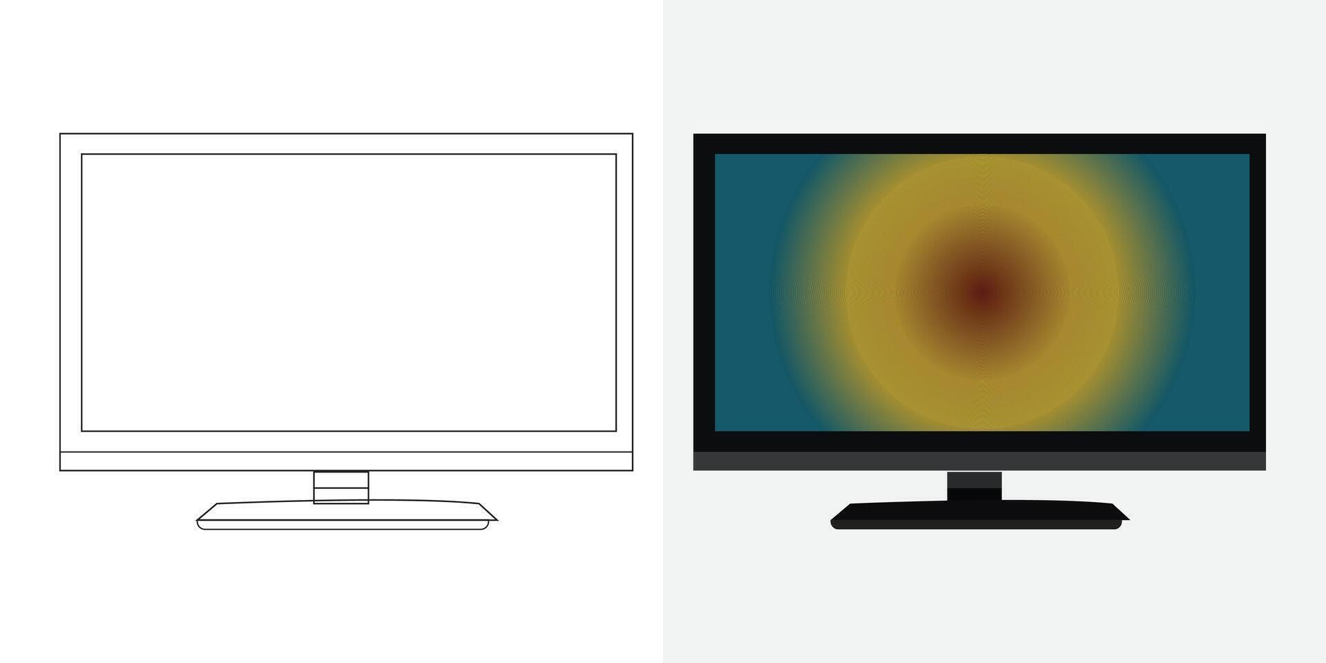 vector illustration set, LCD television