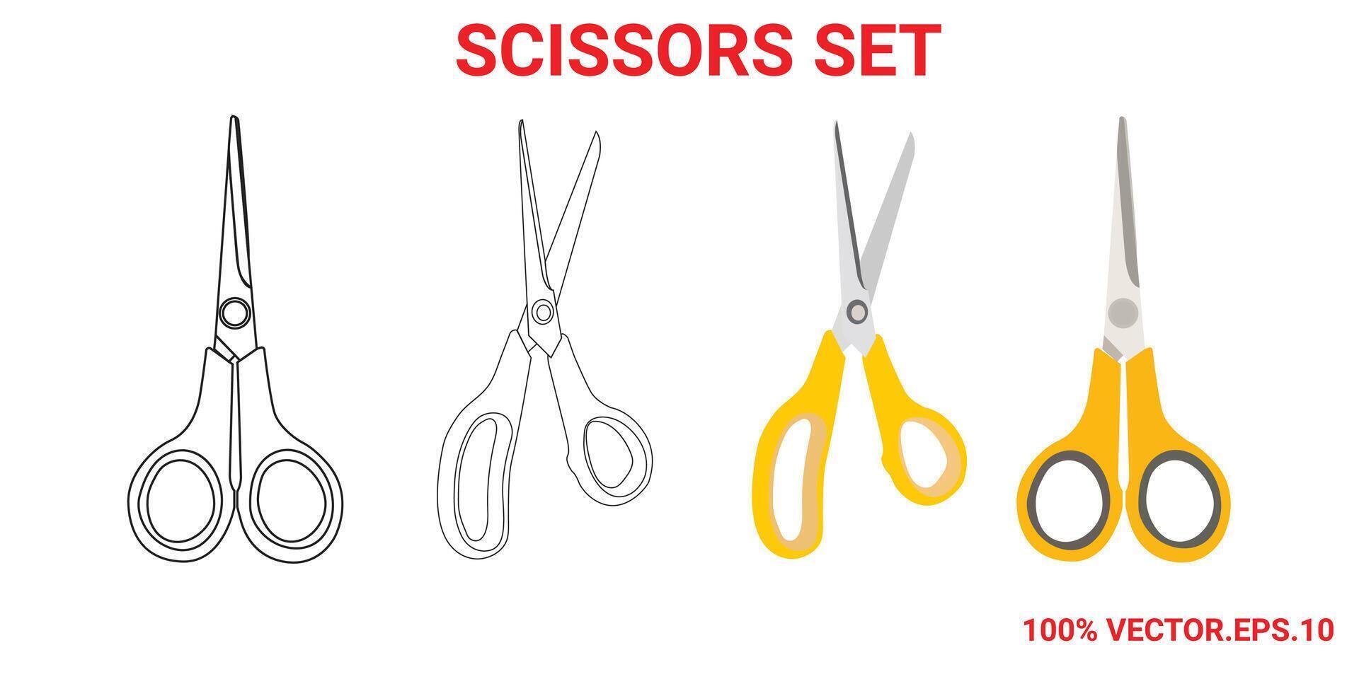 set of scissors vector