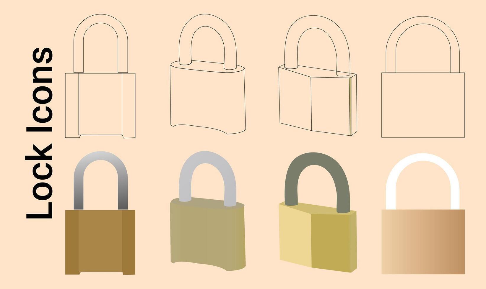 Lock icons in different style. Lock icons. Different style icons set. Vector illustration Vector