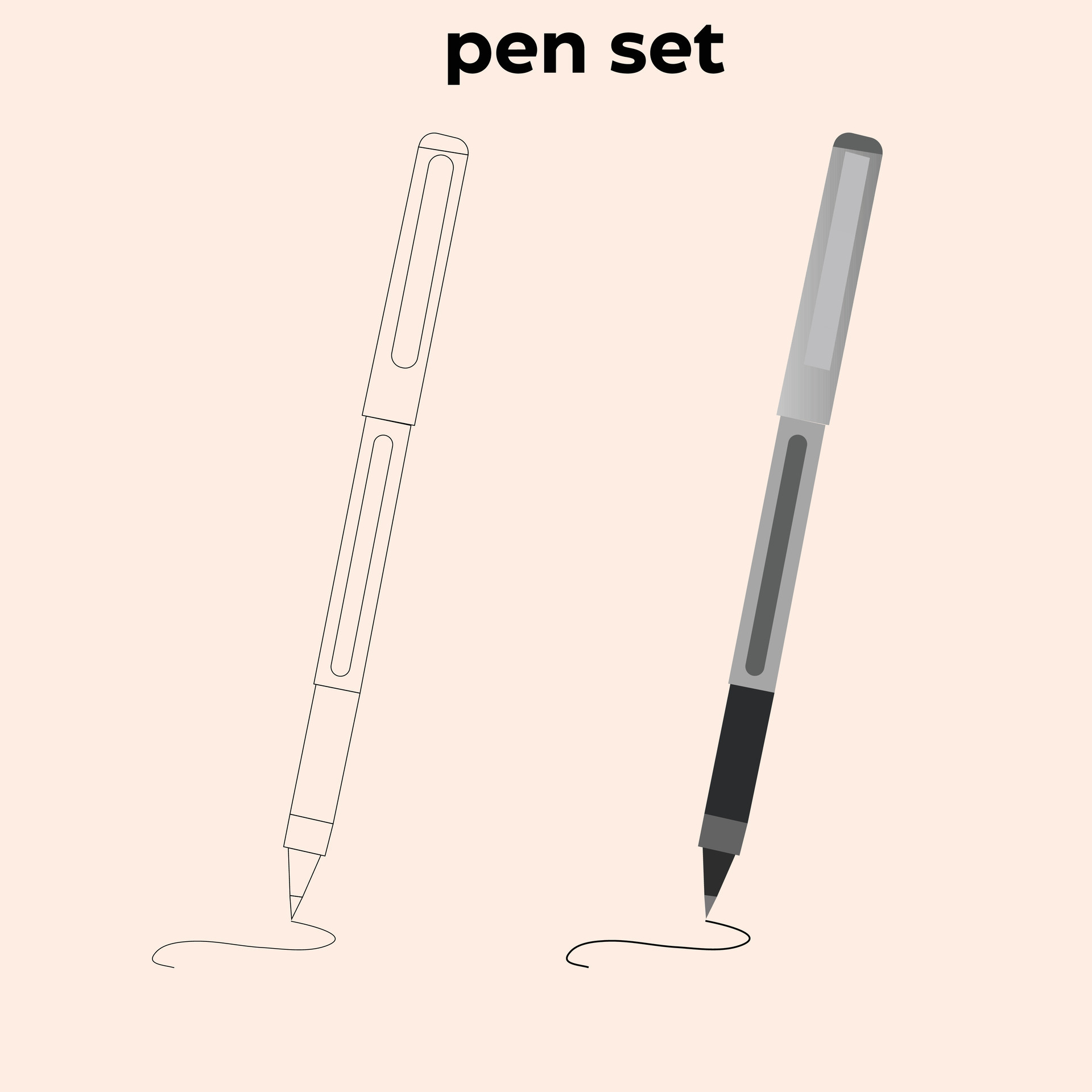 Pen, vector, and line art set 40523567 Vector Art at Vecteezy