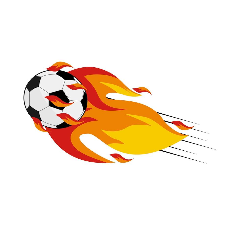 ilustración de volador fútbol pelota en fuego vector