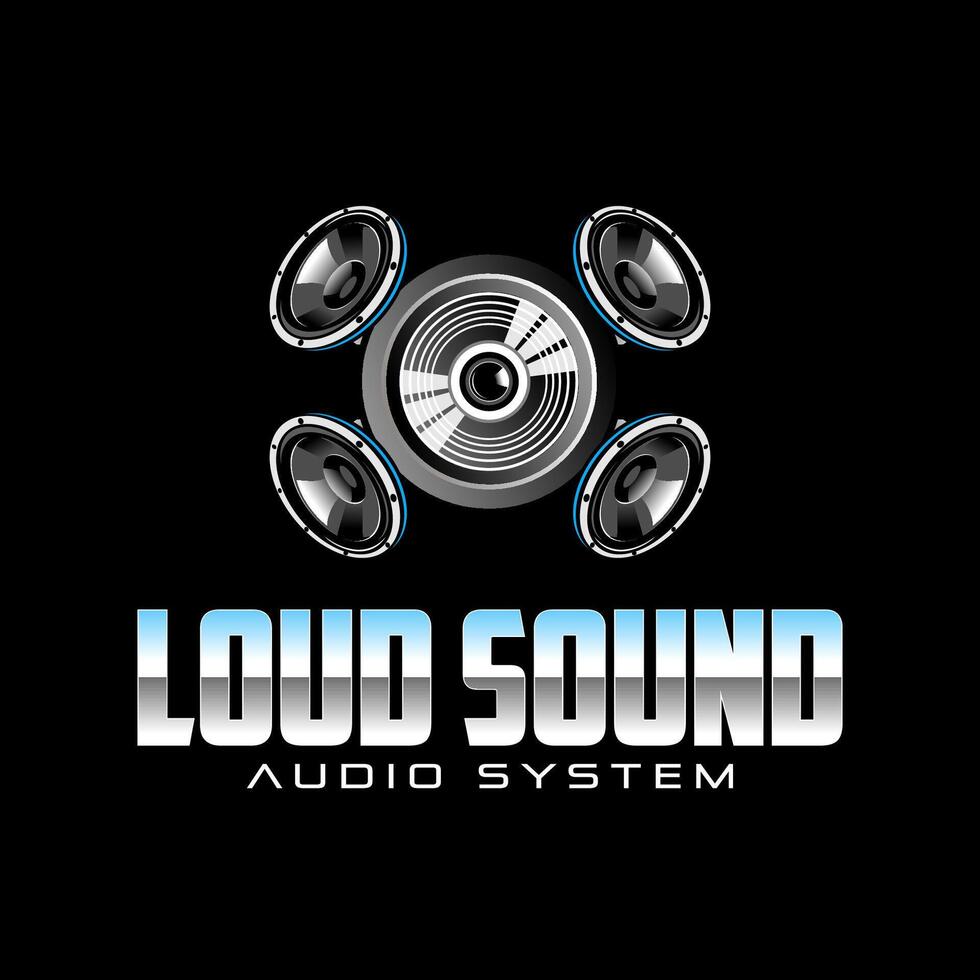 Sound system speakers logo design on black background vector