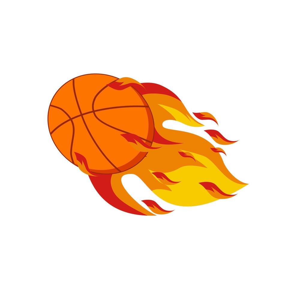 Illustration of Flying Basket ball on fire vector