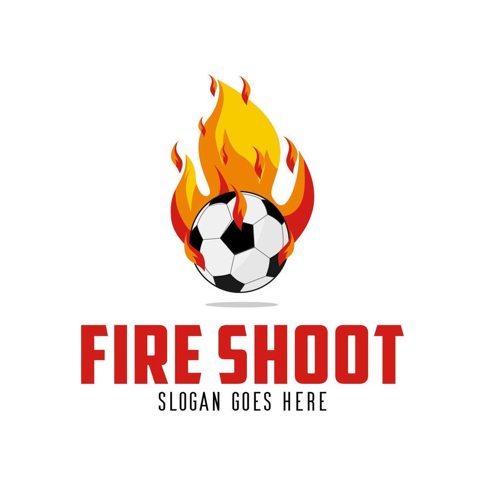 Fire Shoot Logo Design. Abstract Soccer Ball Combination With Fire Concept Symbol Design vector