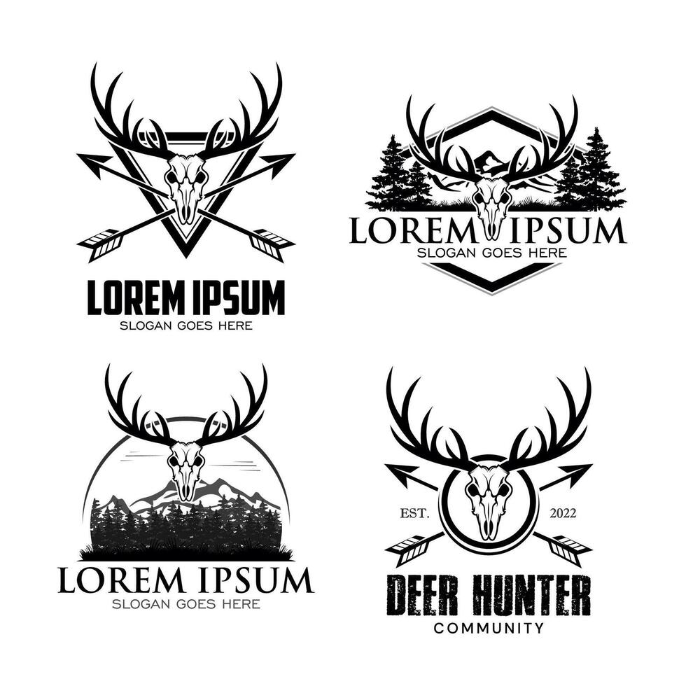 Collection of deer hunting club logo vector