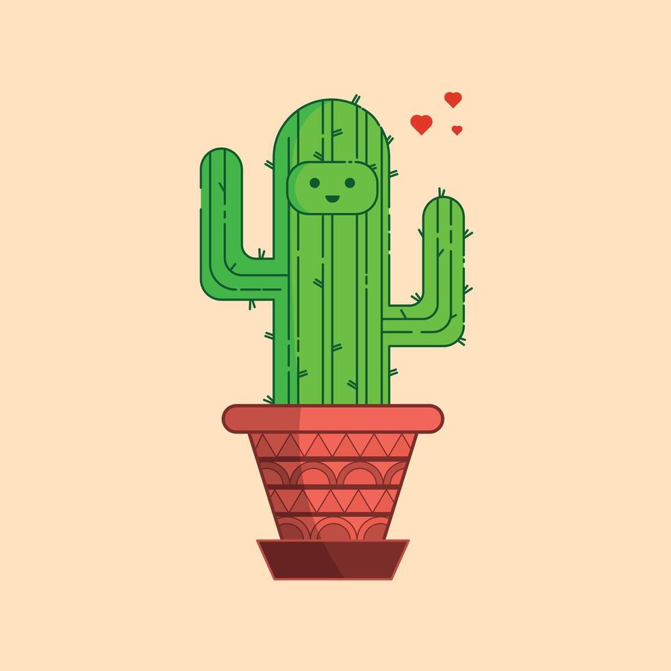 cute cactus in a pot sending love vector