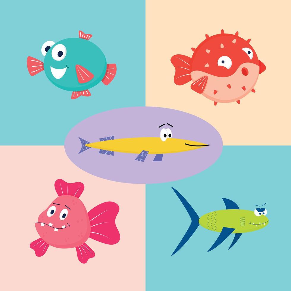 Cartoon Fish Collection vector