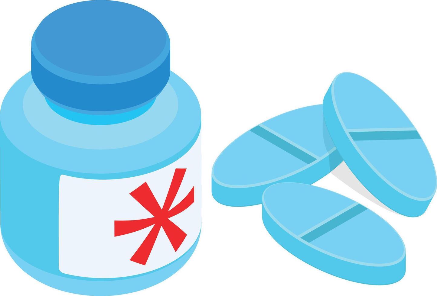 Isometric Medicine Bottle and Tablets vector