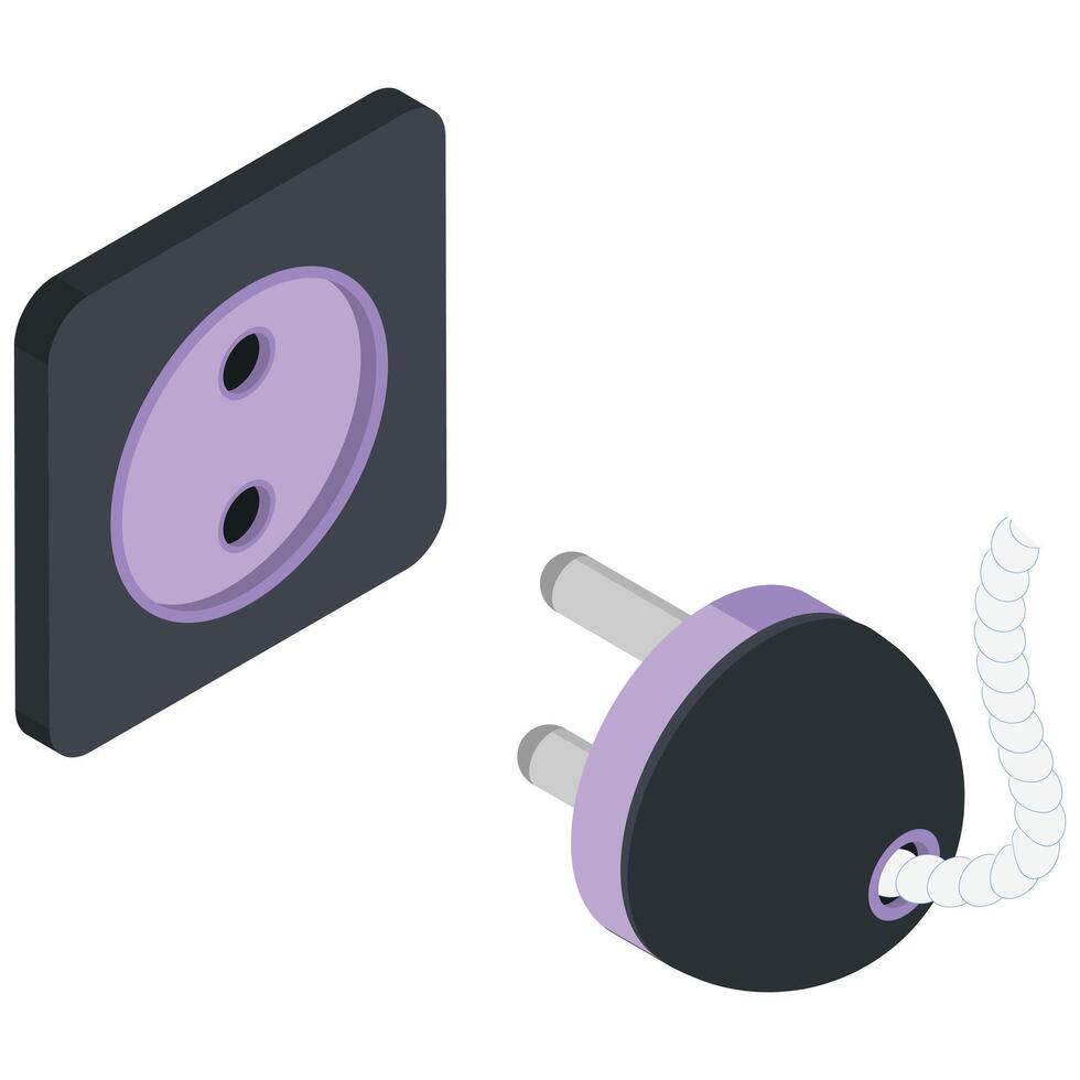 Isometric Electric Plug and Socket vector