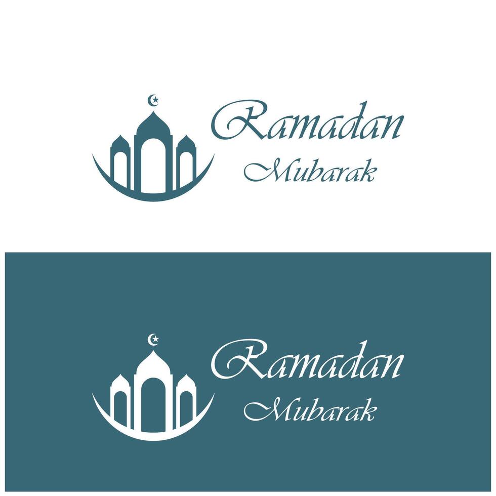 Ramadán Mubarak logo con linterna elementos, creciente Luna y estrella mezquita edificio, islámico caligrafía patrón, para negocio, arquitectura, musulmanes, eid, eid tarjetas, islámico educación vector