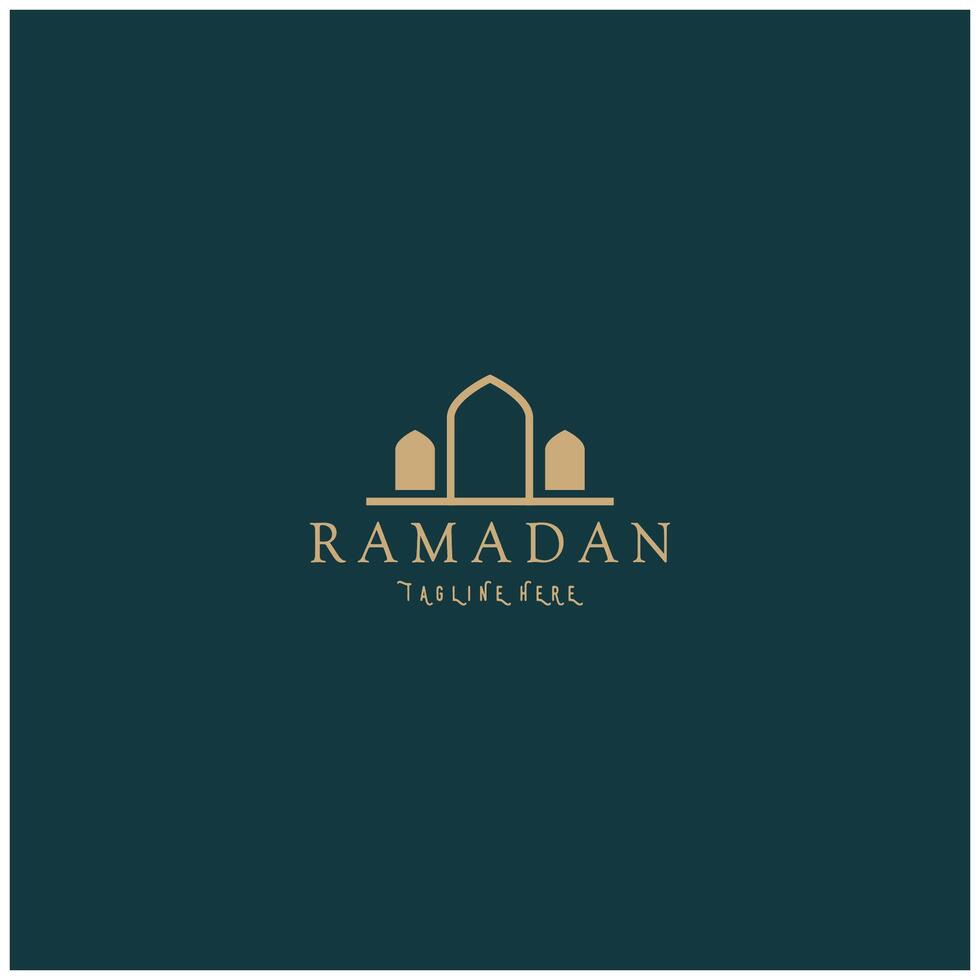 Ramadan Mubarak logo with lantern elements, crescent moon and star mosque building, Islamic calligraphy pattern, for business, architecture, Muslims, Eid, Eid cards, Islamic education vector